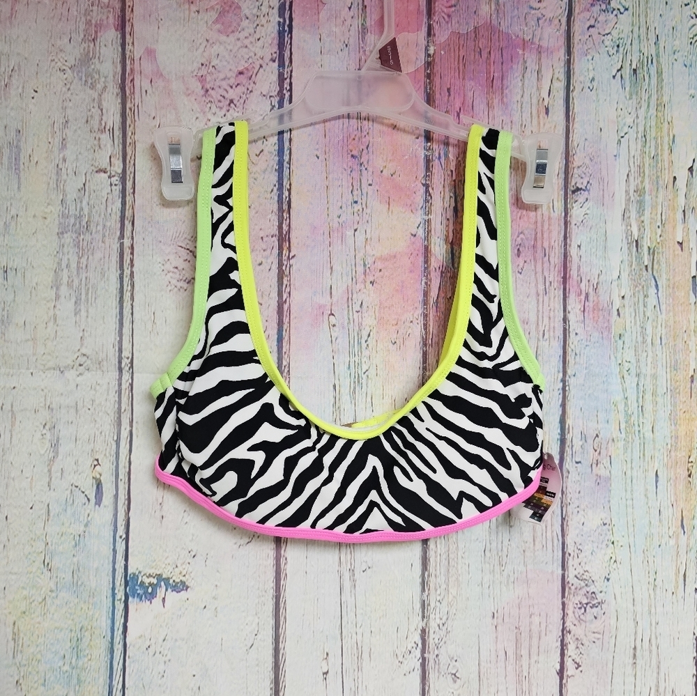 NWT Neon/zebra Small‎ swim top